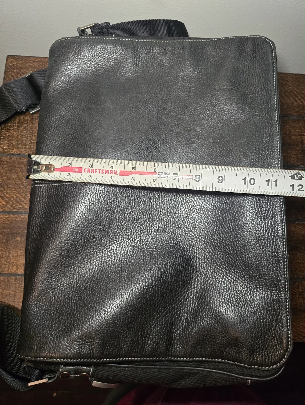 Boconi Tyler Tumbled Slim Black Mail Messenger Bag Leather